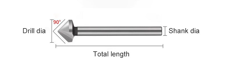 ACHTO Drill Bit Set for Steel, 3 Flute 90 Degree HSS Extended Chamfering Tool Bit for Metal Wood Woodworking Metal Working Tool Bit Set