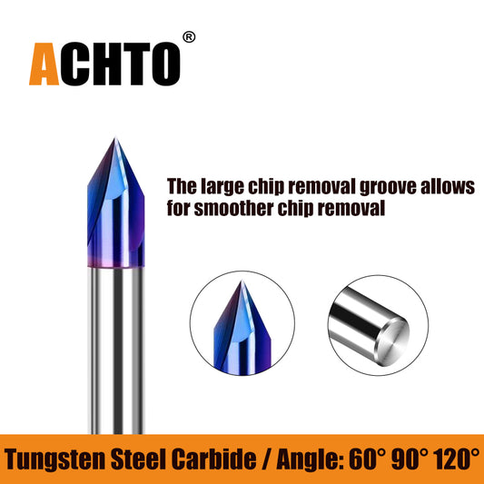 ACHTO Blue Naco 60 90 120 Degree Chamfer Milling Cutter HRC 65 for Stainless Steel Metalworking Processed