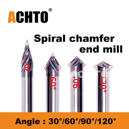 30 60 90 120 degree Spiral chamfer carbide end mill for steel