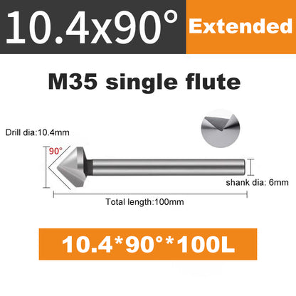 ACHTO Drill Bit Set for Steel, 3 Flute 90 Degree HSS Extended Chamfering Tool Bit for Metal Wood Woodworking Metal Working Tool Bit Set