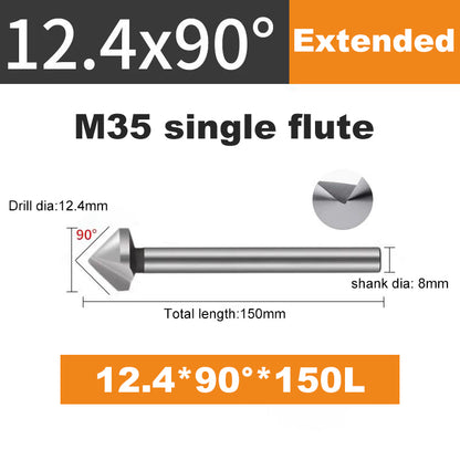 ACHTO Drill Bit Set for Steel, 3 Flute 90 Degree HSS Extended Chamfering Tool Bit for Metal Wood Woodworking Metal Working Tool Bit Set
