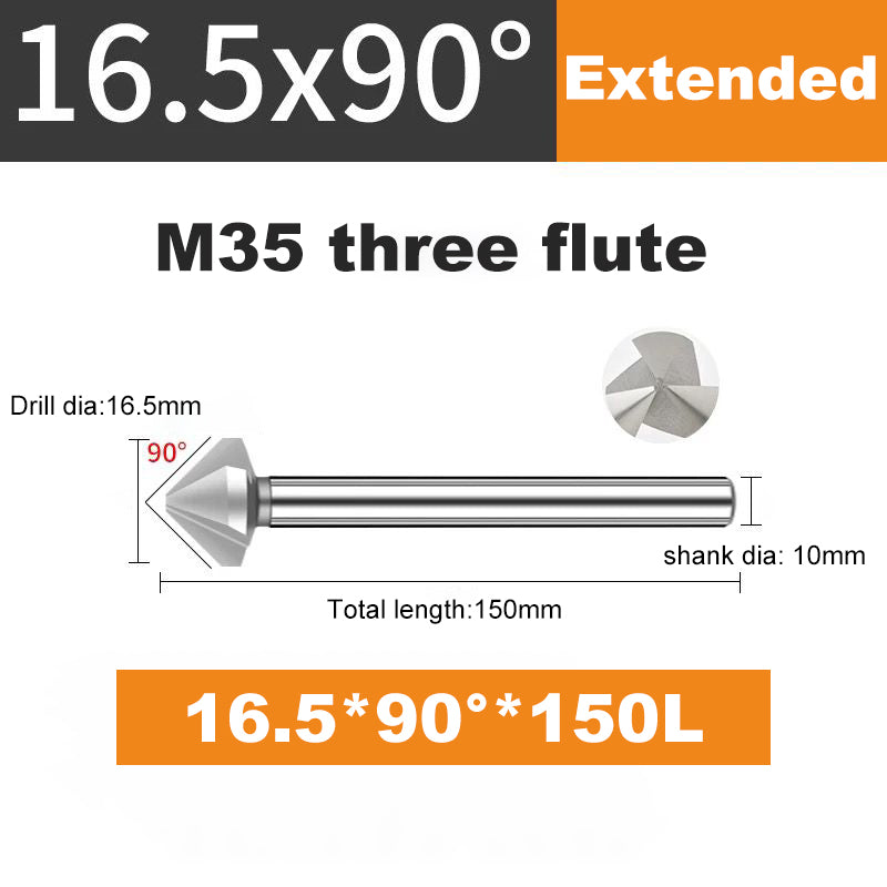 ACHTO Drill Bit Set for Steel, 3 Flute 90 Degree HSS Extended Chamfering Tool Bit for Metal Wood Woodworking Metal Working Tool Bit Set