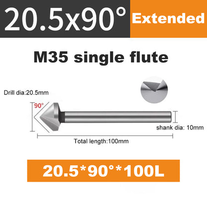 ACHTO Drill Bit Set for Steel, 3 Flute 90 Degree HSS Extended Chamfering Tool Bit for Metal Wood Woodworking Metal Working Tool Bit Set