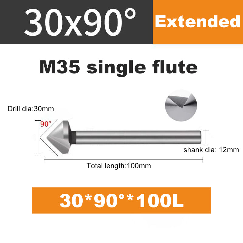 ACHTO Drill Bit Set for Steel, 3 Flute 90 Degree HSS Extended Chamfering Tool Bit for Metal Wood Woodworking Metal Working Tool Bit Set