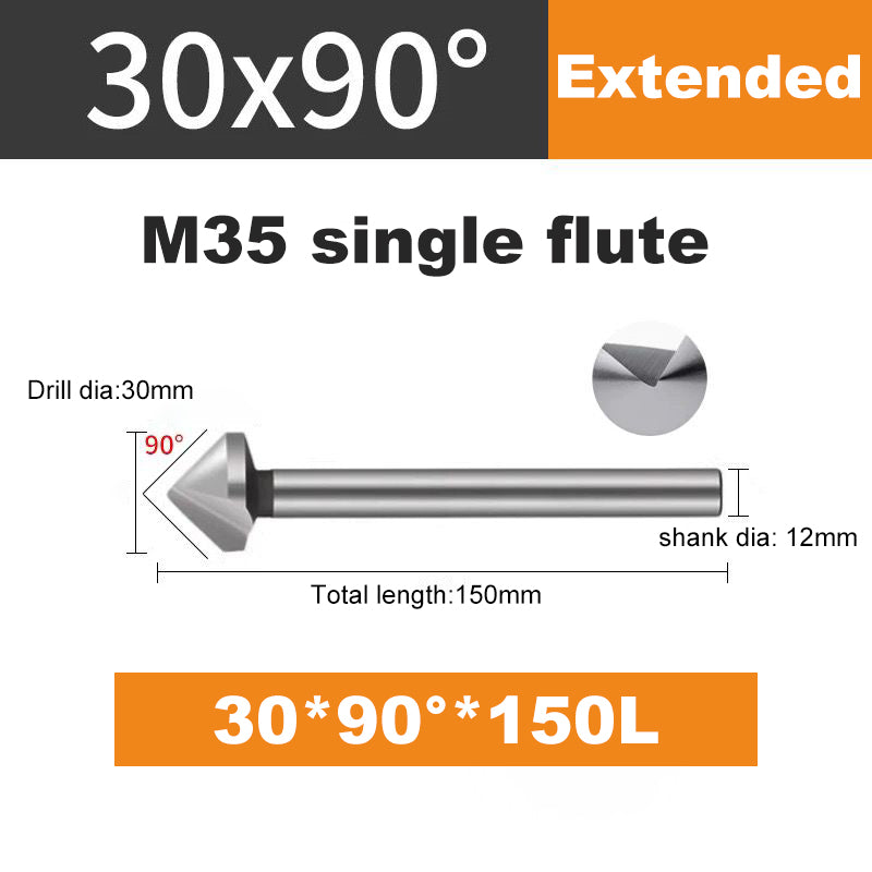 ACHTO Drill Bit Set for Steel, 3 Flute 90 Degree HSS Extended Chamfering Tool Bit for Metal Wood Woodworking Metal Working Tool Bit Set