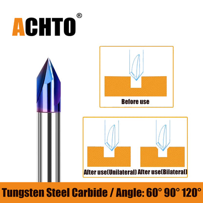 ACHTO Blue Naco 60 90 120 Degree Chamfer Milling Cutter HRC 65 for Stainless Steel Metalworking Processed