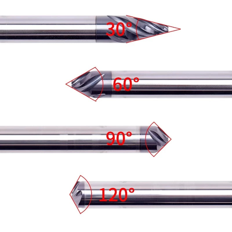 30 60 90 120 degree Spiral chamfer carbide end mill for steel