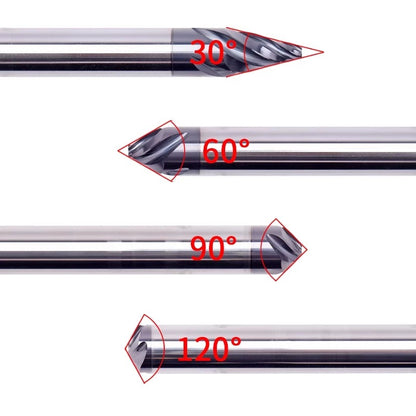 30 60 90 120 degree Spiral chamfer carbide end mill for steel